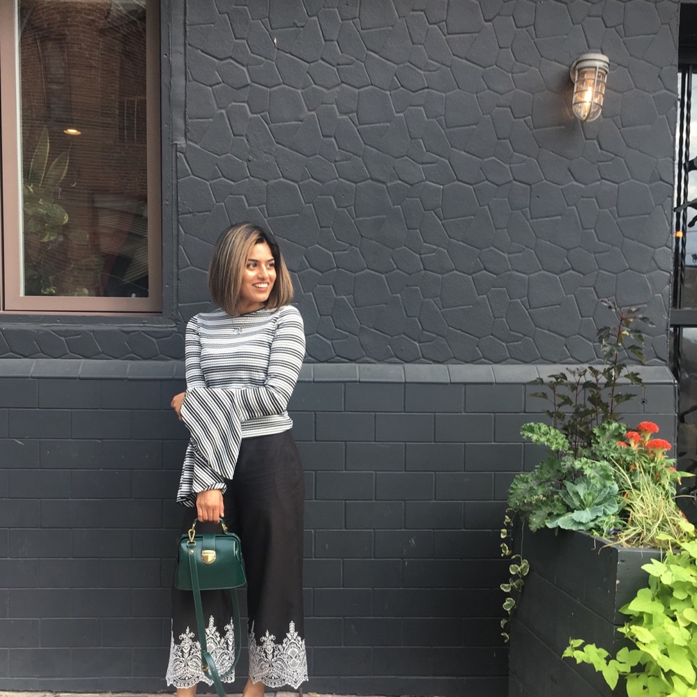 Black culottes with white detailing
